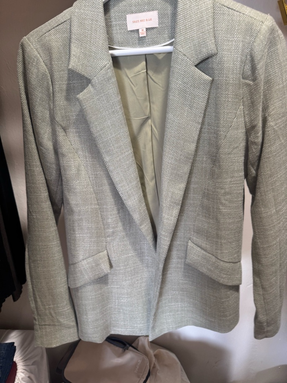 Skies Are Blue Sage Textured Lightweight Blazer